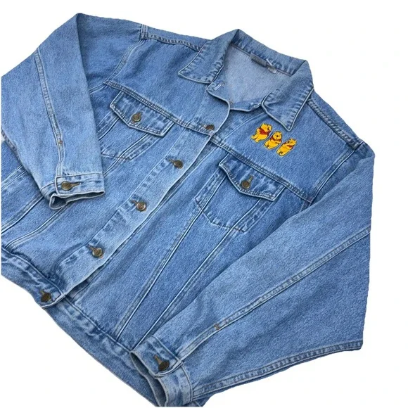 Vintage Winnie The Pooh Denim Jacket Men XL Blue Jean Biker Trucker Retro Disney - Picture 3 of 16